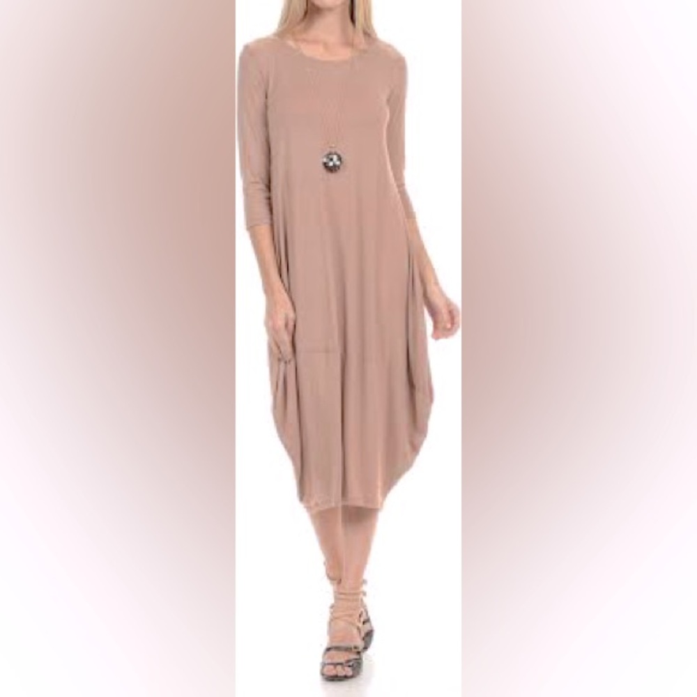 NWT Pastel By Vivienne Dusty Pink Long Sleeve Stretchy Dress Buttery Soft Casual